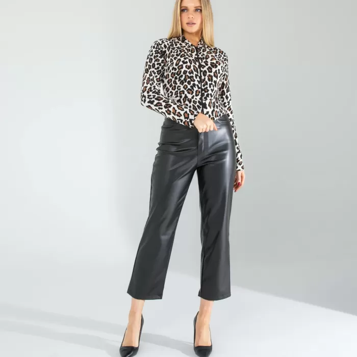 Leopar Desenli Kapşonlu Hırka 