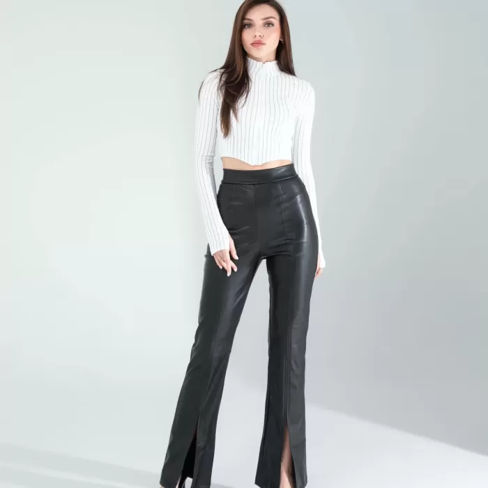 Beyaz Fitilli Parmak Geçmeli Crop