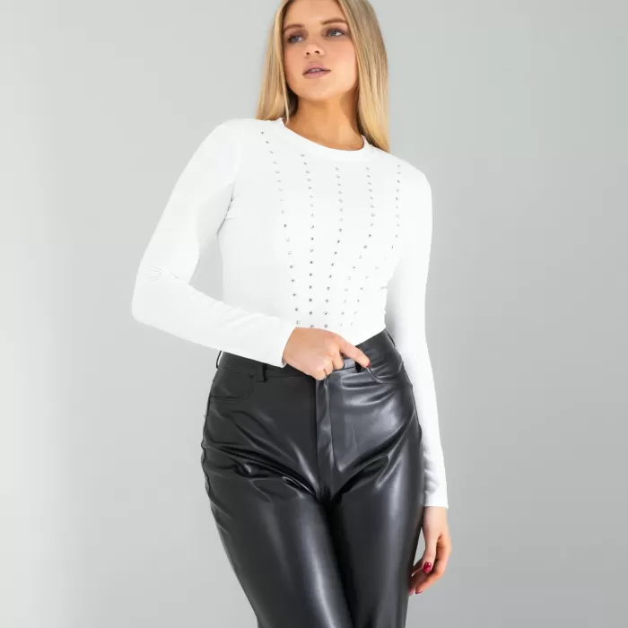 Beyaz Taşlı Body
