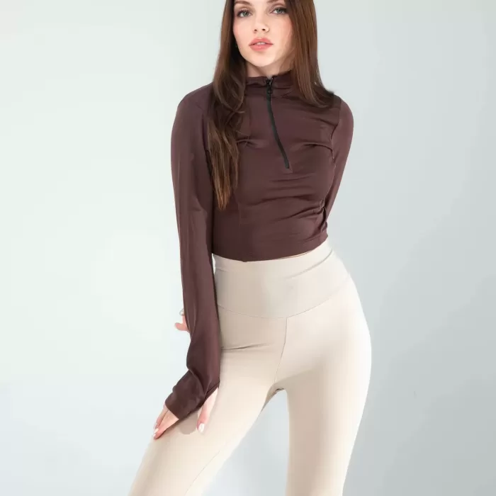Kahve Renkli Parmak Geçmeli Spor Body