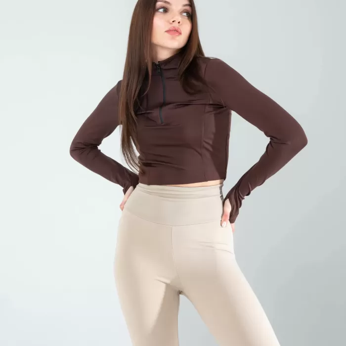 Kahve Renkli Parmak Geçmeli Spor Body