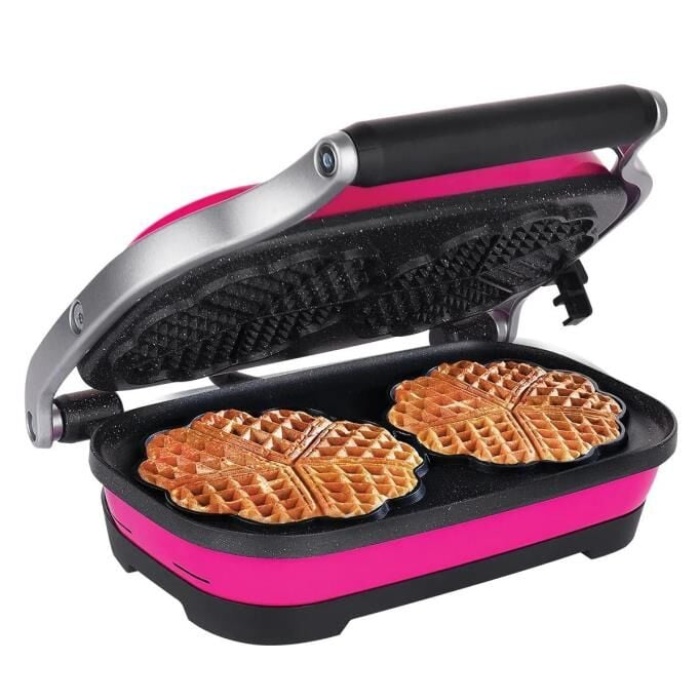 Aksu Vintage Waffle Makinesi Double Barbie Pembe
