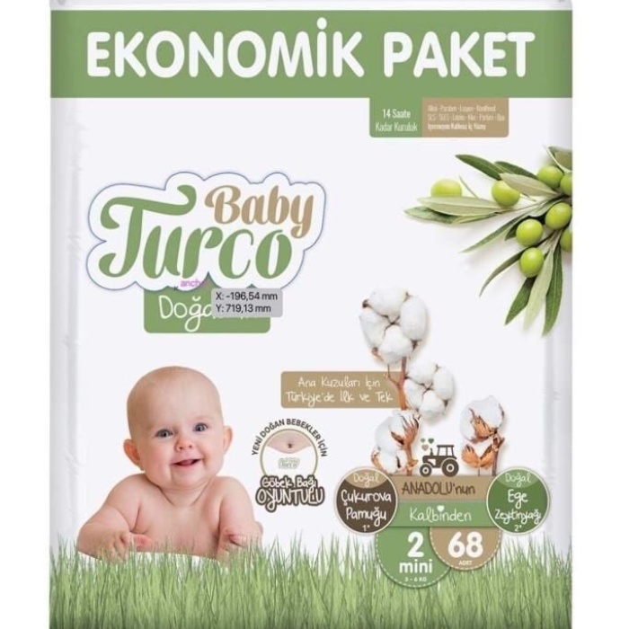 Baby Turco Bebek Bezi Ekonomik Paket 68li (2 Numara) 8682241205929