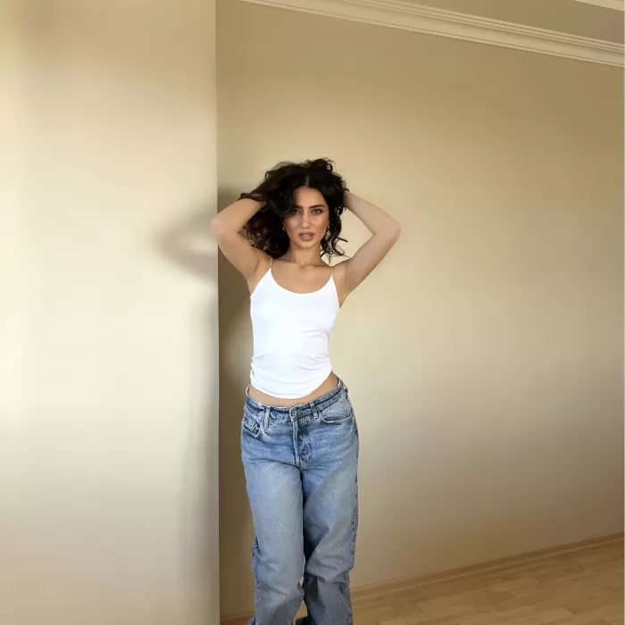 Beyaz ZRA Model Poliamid İp Askı Bluz
