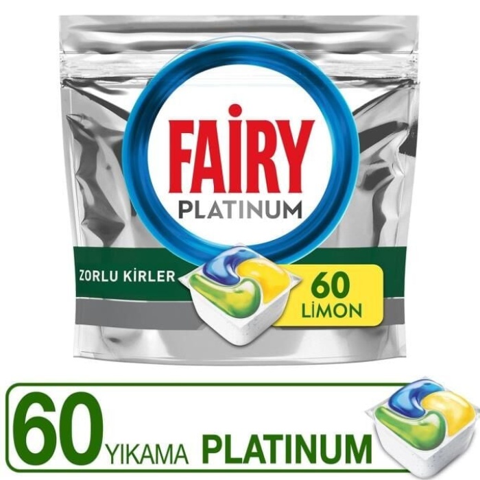 Fairy Platinum 60 Yıkama Bulaşık Makinesi Deterjanı Tableti / Kapsülü Limon Kokulu 77493