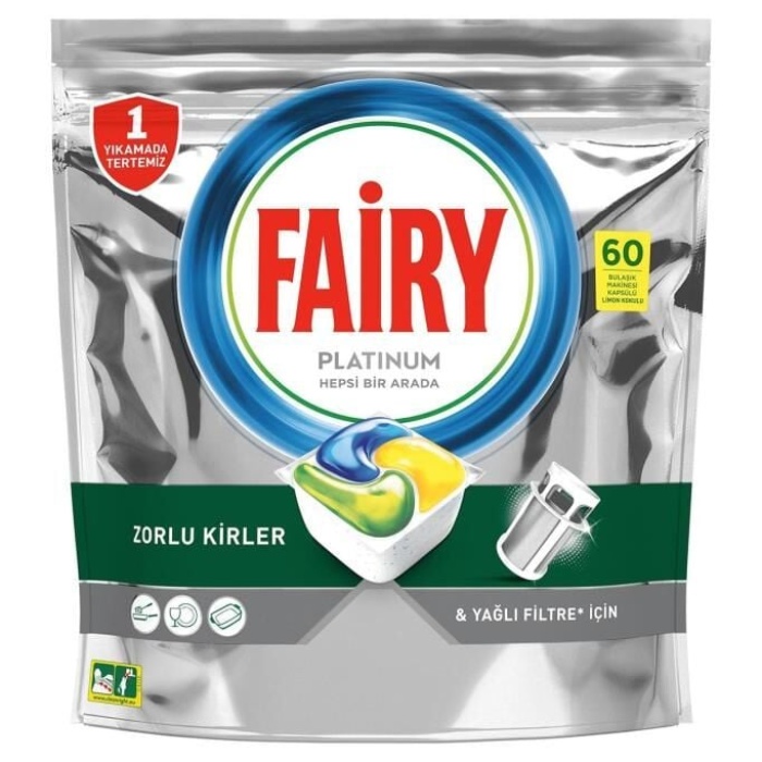 Fairy Platinum 60 Yıkama Bulaşık Makinesi Deterjanı Tableti / Kapsülü Limon Kokulu 77493