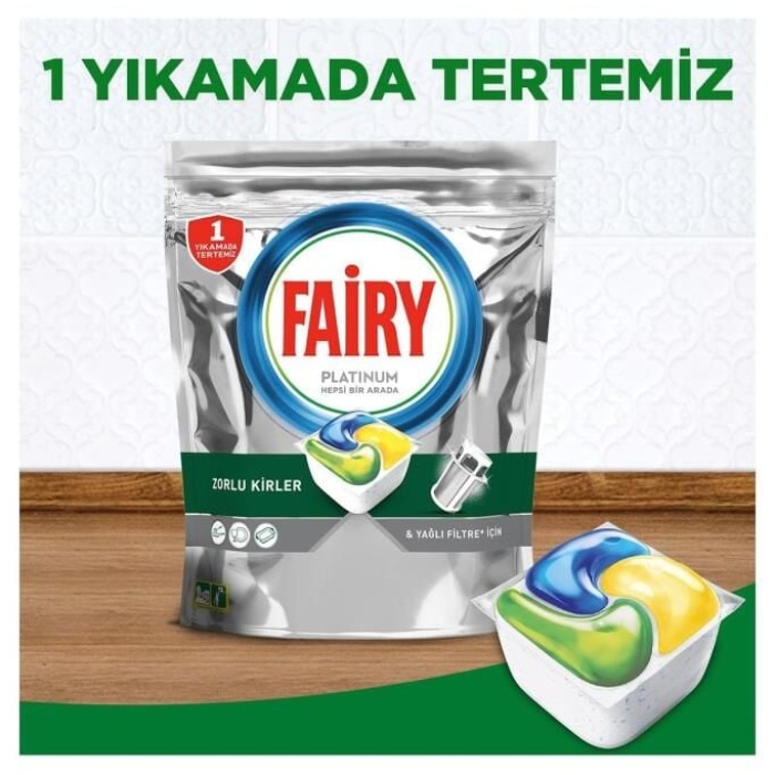 Fairy Platinum 60 Yıkama Bulaşık Makinesi Deterjanı Tableti / Kapsülü Limon Kokulu 77493