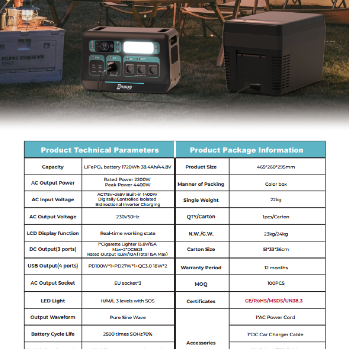 Orbus 2200W Taşınabilir Güç Kaynağı – Power Station