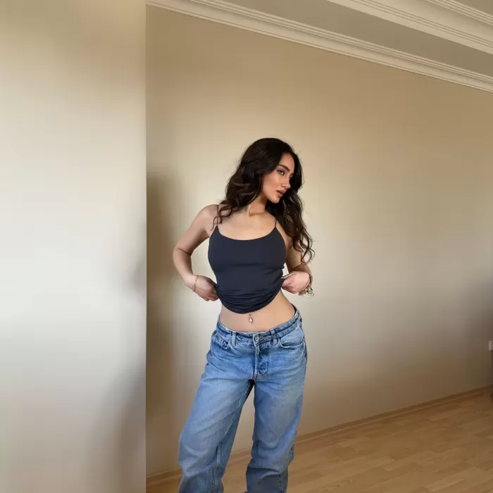 Antrasit ZRA Model Poliamid İp Askı Bluz