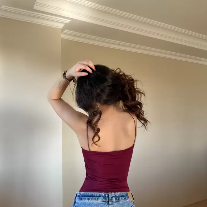 Bordo ZRA Model Poliamid İp Askı Bluz