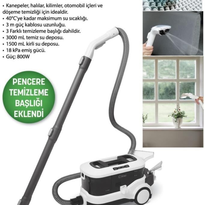 Kiwi Yeni Ekstra (4325 YENİ MODEL) Pencere Temizleme Aparatlı Koltuk Halı Yıkama Ve Leke Çıkartma Makinesi