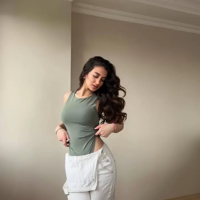 Halter Yaka Antrasit Bodysuit