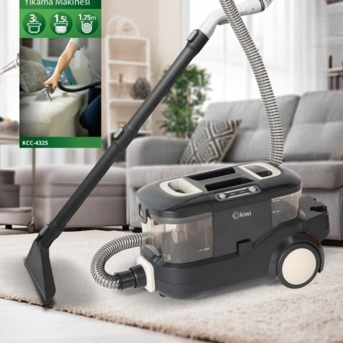 Kiwi Kcc-4325W Siyah Pencere Temizleme Aparatlı Koltuk Halı Yıkama ve Leke Çıkarma Makinesi