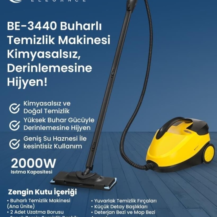 Bright Elegance Be-3440 Çok Fonksiyonlu Buharlı Temizlik Makinesi- Buharlı Temizleyici