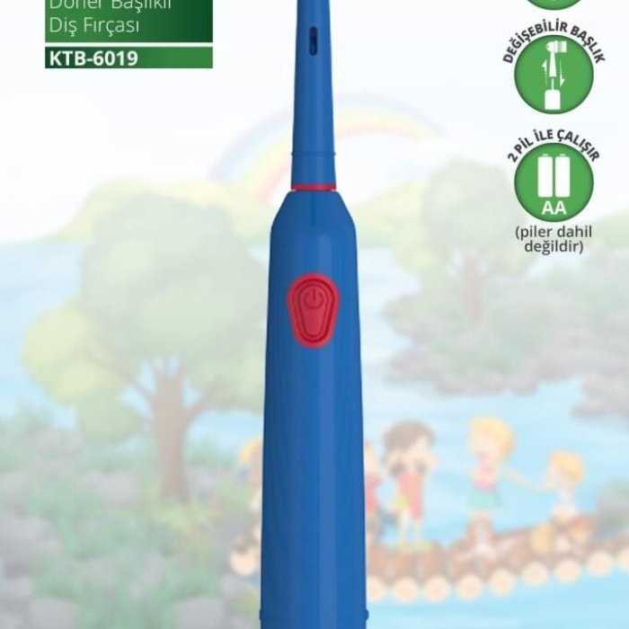 Kiwi Ktb-6019 Döner Başlıklı Plak Giderici Pilli Diş Fırçası Mavi