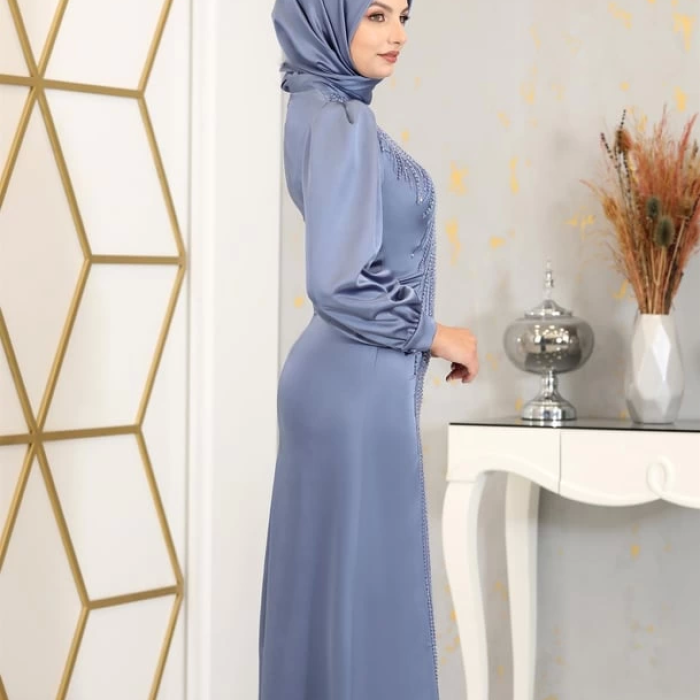 Boncuk Detaylı Masal Abiye İndigo