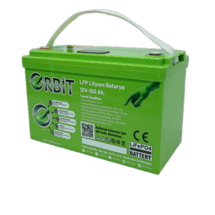 Orbit 12V 100Ah LifePO4 Marin Bluetooth Lityum Akü