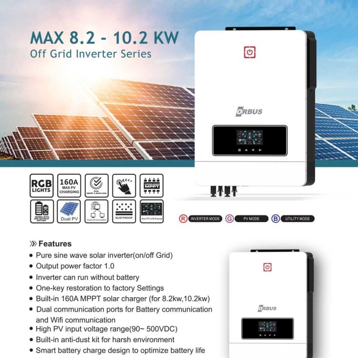 Orbus 48V 10.2Kw Mppt Tam Sinüs Akıllı İnverter
