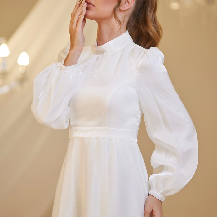 Şifon Helin Abiye - Beyaz