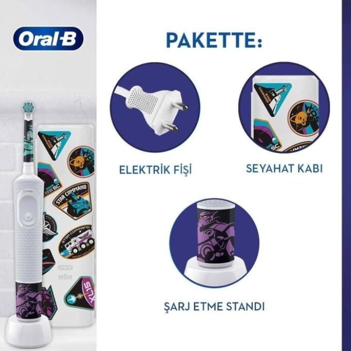 Oral-B D100 Vitality Lightyear Özel Seri Çocuklar Için Ekstra Yumuşak Şarj Edilebilir Diş Fırçası +