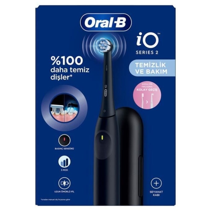Oral-B İo 2 Gece Siyahı Şarjlı Diş Fırçası 1 Diş Fırçası Başlığı 1 Seyahat Kutusu