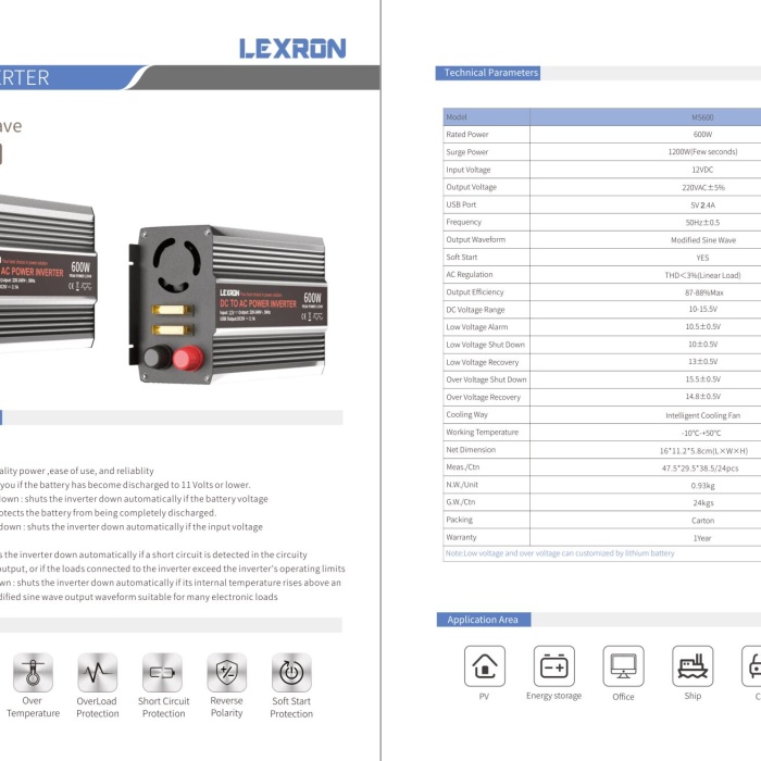 Lexron 12V 600W Modifiye Sinüs İnverter