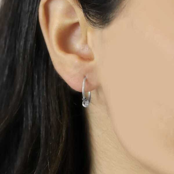 14 Mm Gümüş Halka Küpe