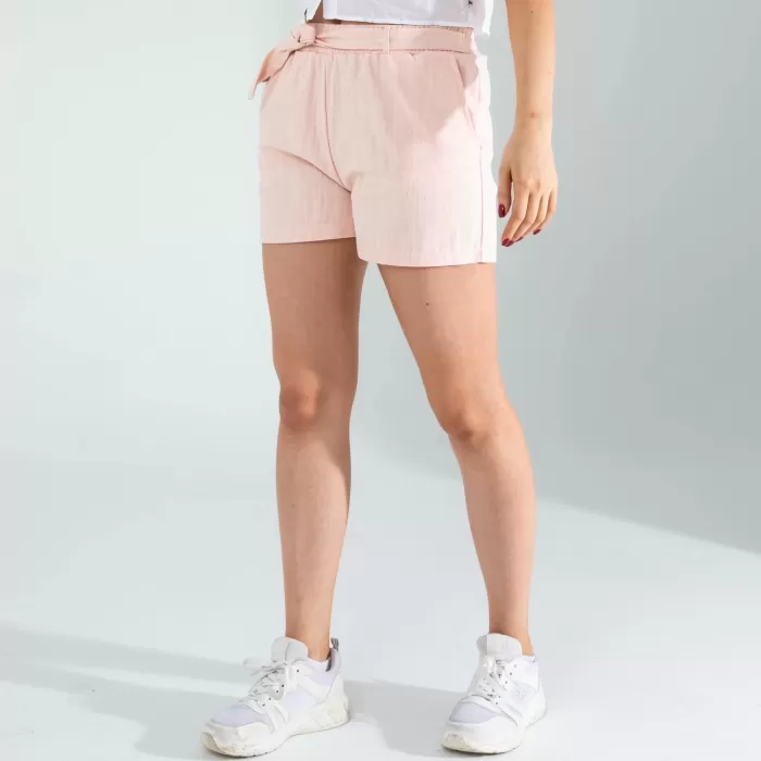 Somon Mng Beli Kuşaklı Keten Şort