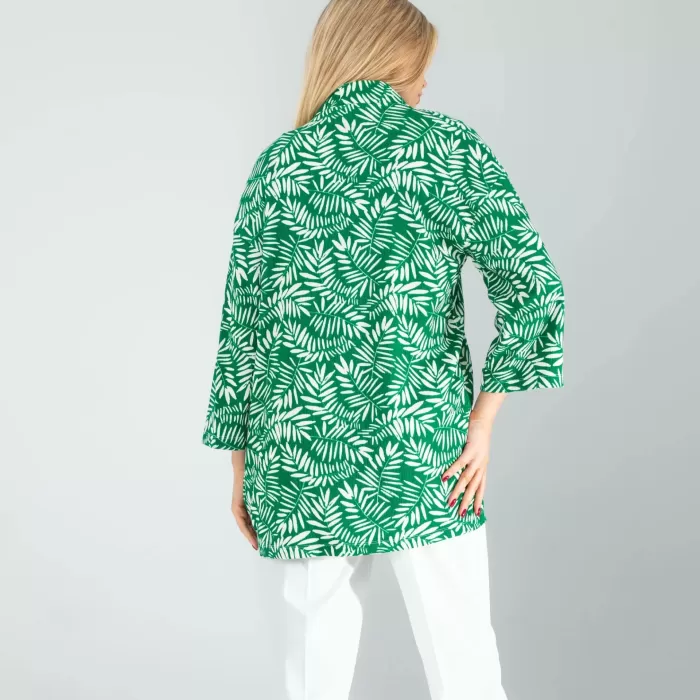 Çiçek Desen Yeşil Kimono