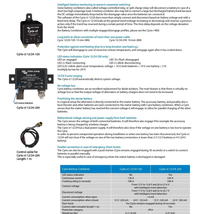 Victron DC-DC Cyrix-Ct 12-24-120 Amper Akıllı Akü Birleştirici CYR010120011