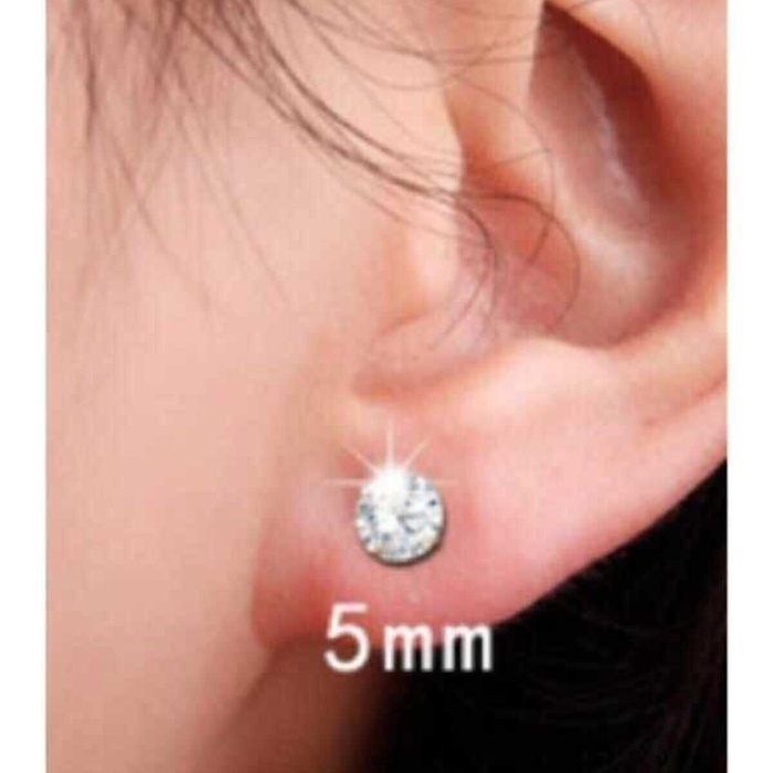 Kadın 925 Ayar Gümüş Tektaş Çivi Küpe 1 Çift 5 Mm - Rose Kaplama