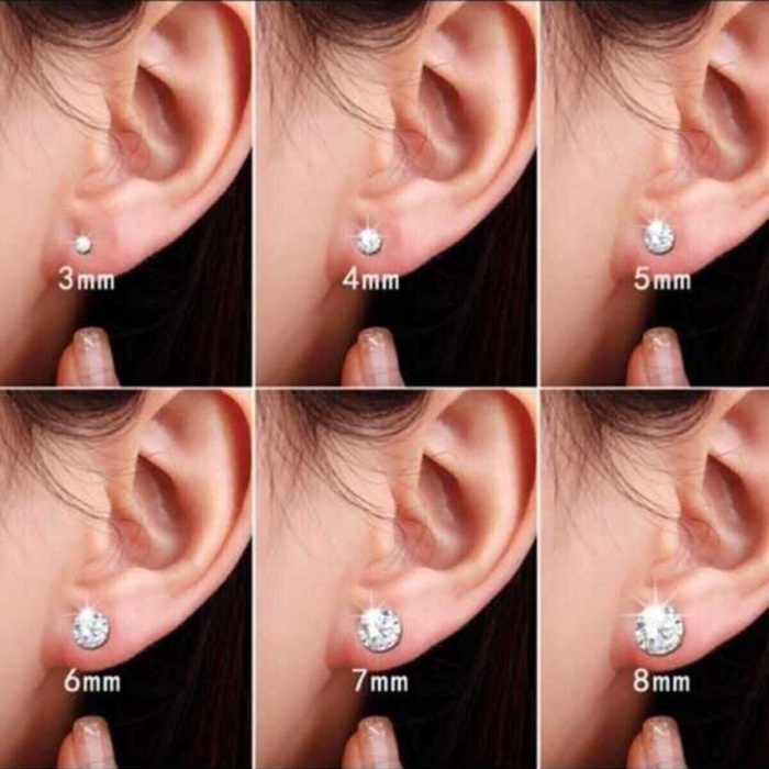 Kadın 925 Ayar Gümüş Tektaş Çivi Küpe 1 Çift 5 Mm - Rose Kaplama