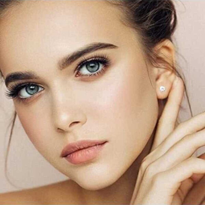 Kadın 925 Ayar Gümüş Tektaş Çivi Küpe 1 Çift 4 Mm - Rose Kaplama