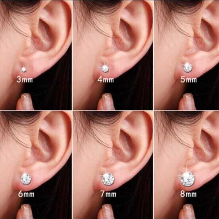 Kadın 925 Ayar Gümüş Tektaş Çivi Küpe 1 Çift 4 Mm - Altın Kaplama