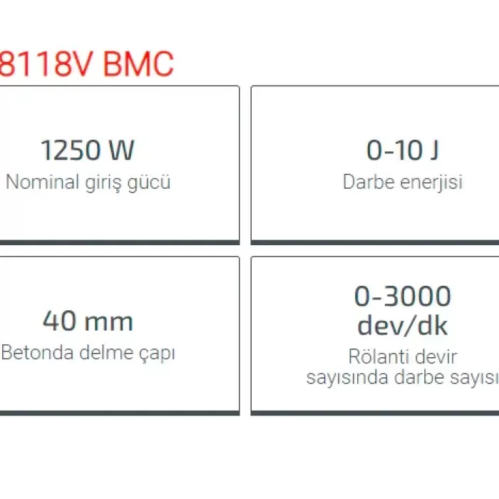 Crown Kırıcı-Delici Sds Max 1250W Ct18118V Bmc(Devir Ayarlı)