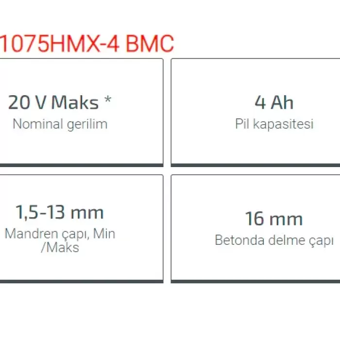 Crown Akülü Darbeli Matkap 20V-4Ah Ct21075Hmx-4 Bmc