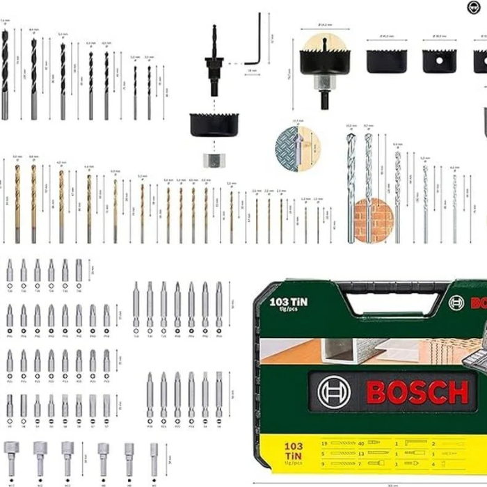 Bosch V-Line Matkap & Vidalama Karışık Aksesuar Seti 103 Parça - 2607017367