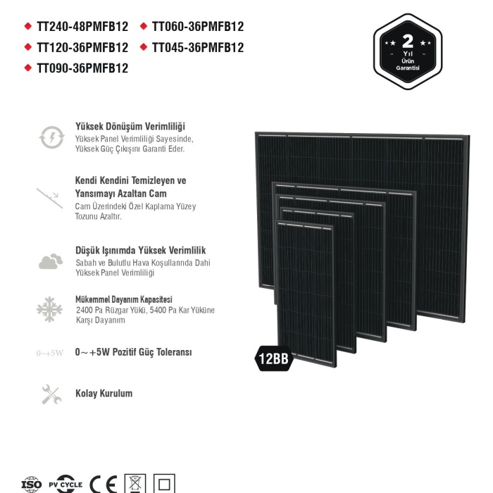 Tommatech 240Wp Full Black 48PMFB12 Güneş Paneli