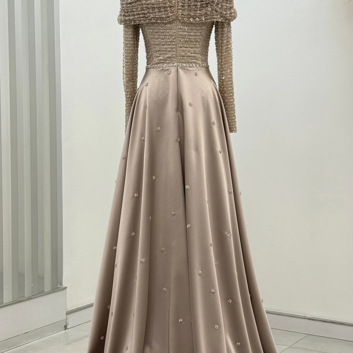 Omuz Drape Detaylı Griselda Abiye - Gold
