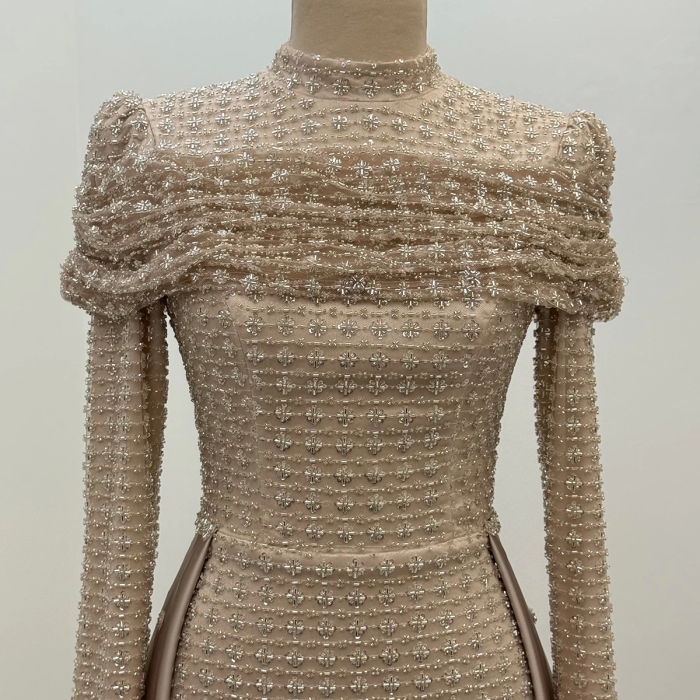 Omuz Drape Detaylı Griselda Abiye - Gold