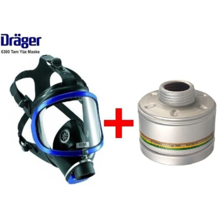 Drager X-plore 6300 Tek Filtreli Tam Yüz Gaz Maskesi + Rd40 A2b2e2k1 6738802 Filtresi