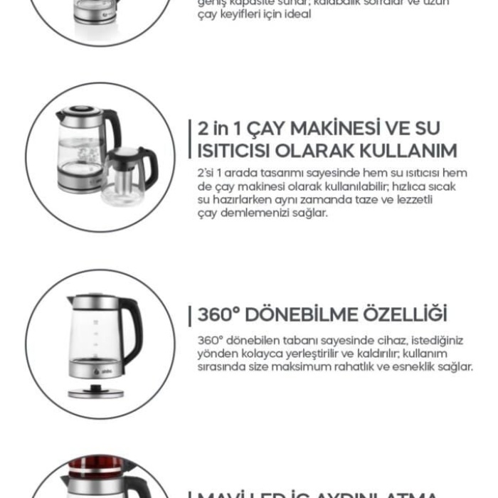 Sinbo - STM-5848 Elektrikli Cam Çay Makinesi 1500 W