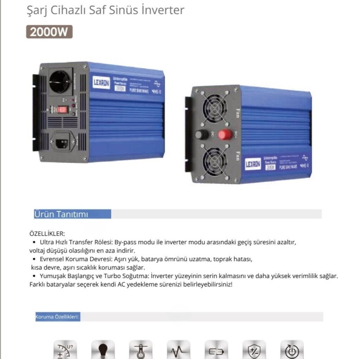 Lexron 2000W 12V Tam Sinüs Inverter