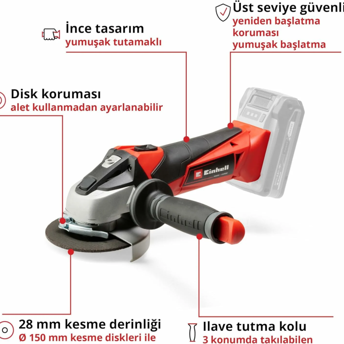 Einhell TE-AG 18/115 Lİ Tek Akülü 2.5 Ah Taşlama Makinesi