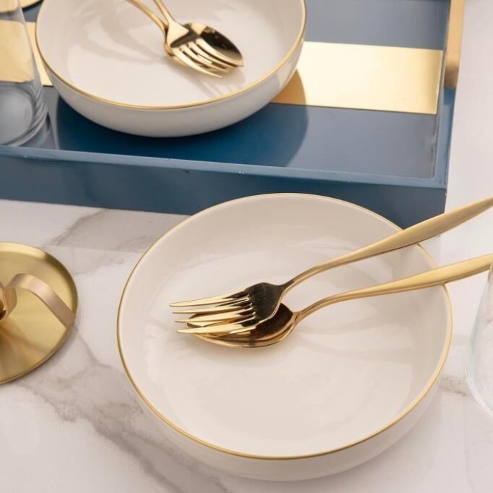 Kütahya Porselen Moderna 2 li 20 Cm Kase Altın File