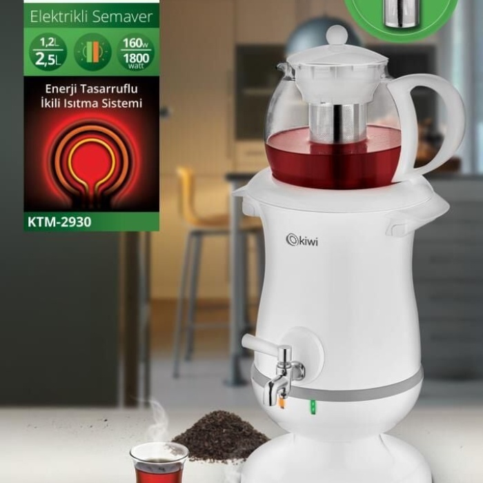 Kiwi Elektrikli Semaver Çay Makinesi Ktm-2930 2,5 Lt Kapasite