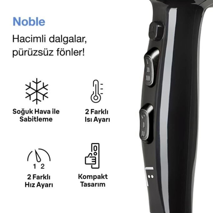 Fakir Noble Ac Motor Saç Kurutma Makinesi - Siyah
