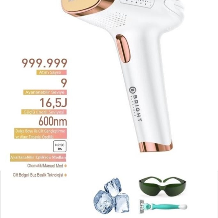 BE-9010 Buz Başlıklı IPL Tüy Alma Cihazı BEYAZ