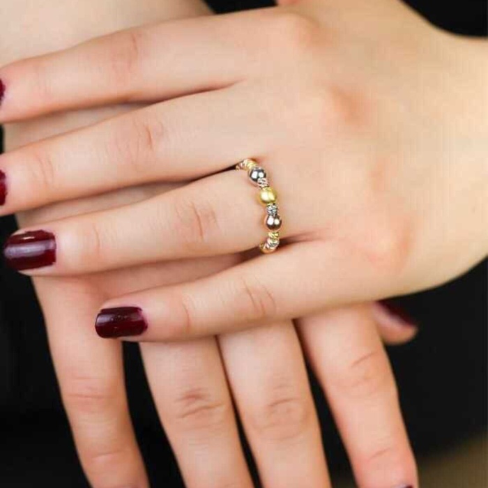 Dorissa Altın Yaldızlı Gümüş Yüzük