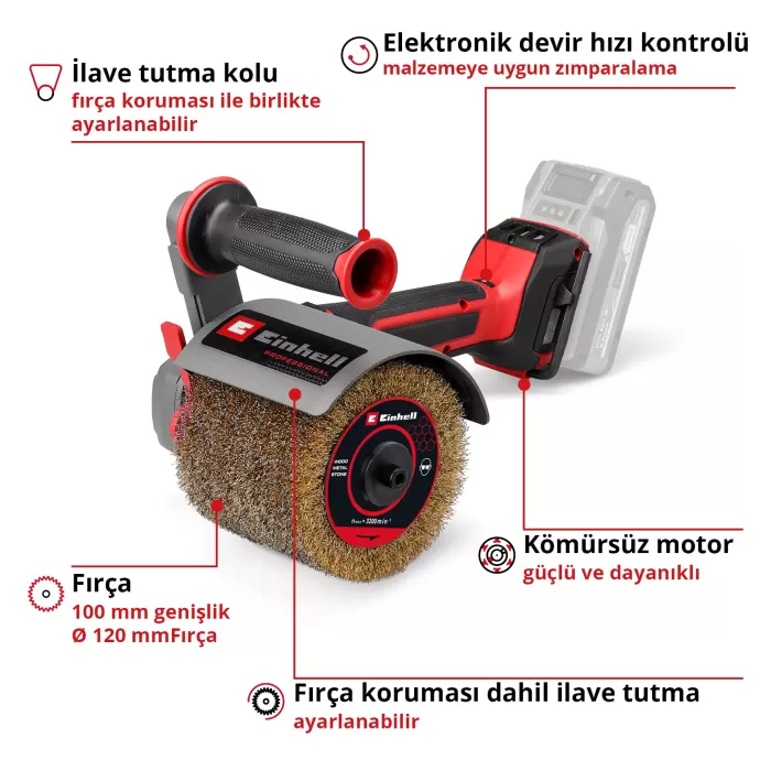 Einhell TP-BR 18/32 Li BL - Solo, Akülü Zımpara Rulosu Çift Akülü 2.5 Ah + Şarj Cihazlı